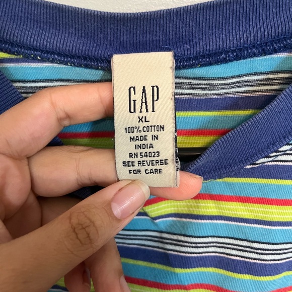 Blue and Green Striped Oversize Tee - Picture 3 of 4